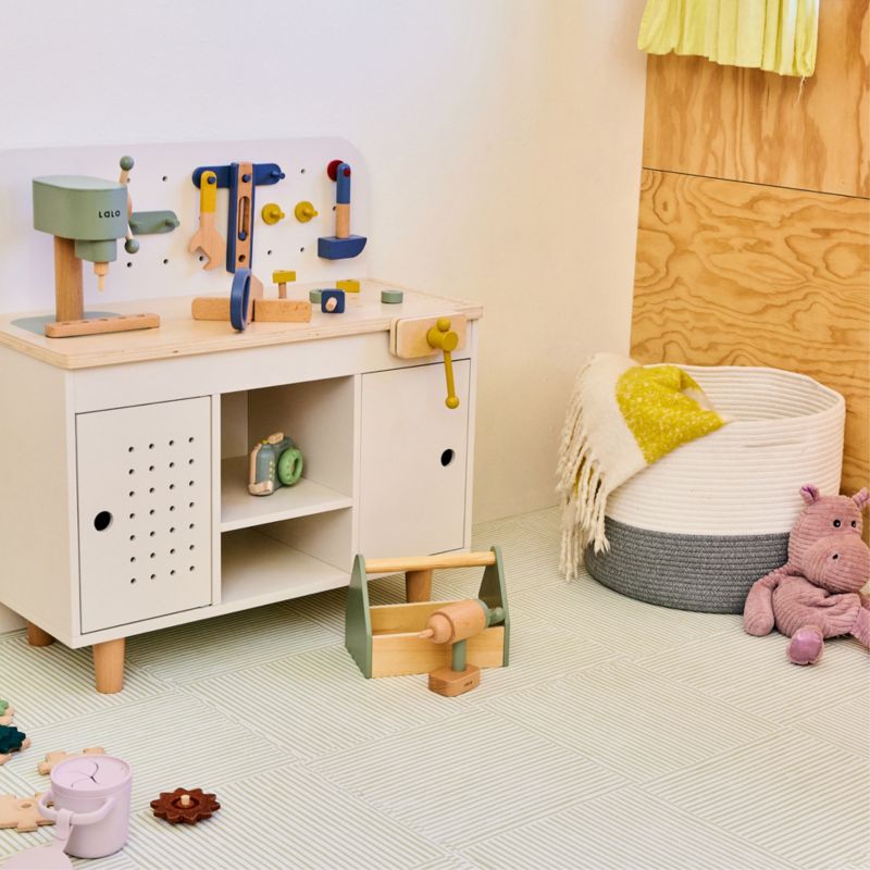 Lalo Sage Green Wickerwork 4x6 Baby Play Mat - image 2 of 6