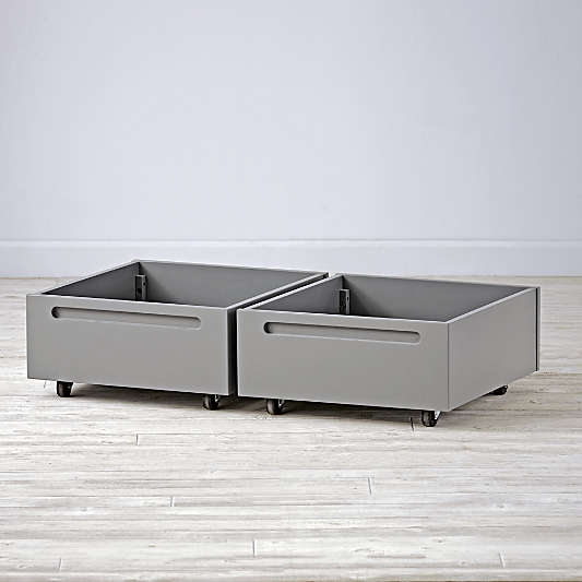 Set of 2 Grey Rolling Bins