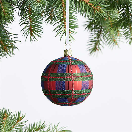European Plaid Ball Christmas Tree Ornament
