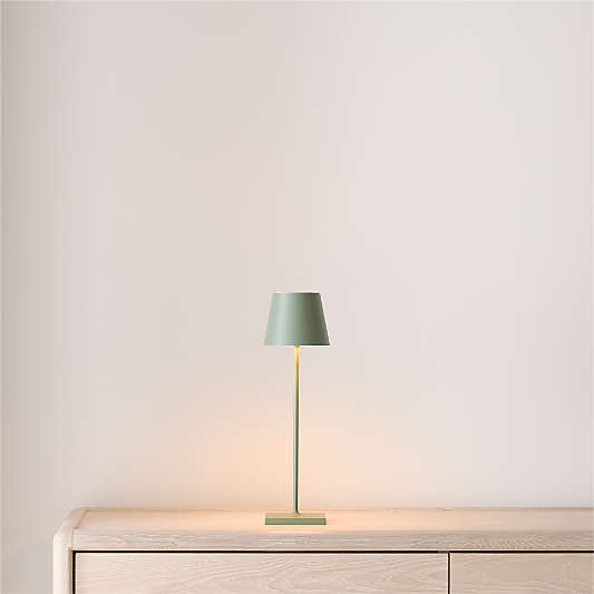 Poldina Pro Sage Green Metal Table Lamp by Zafferano America 15"