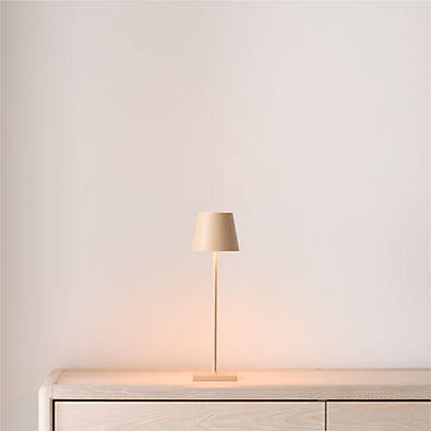View Poldina Pro Sand Brown Metal Table Lamp by Zafferano America 15" details