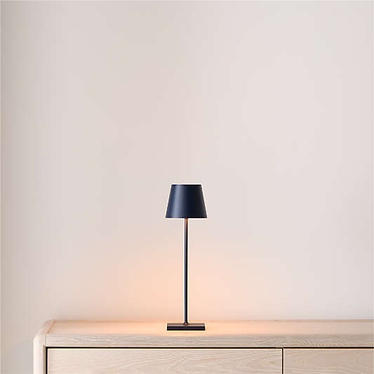 Poldina Pro Steel Blue Metal Table Lamp by Zafferano America 15"