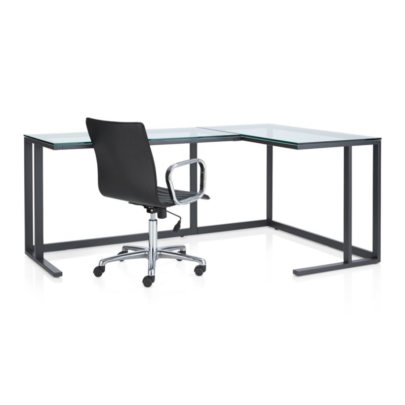 Pilsen Graphite L-Shaped Desk with Glass Top