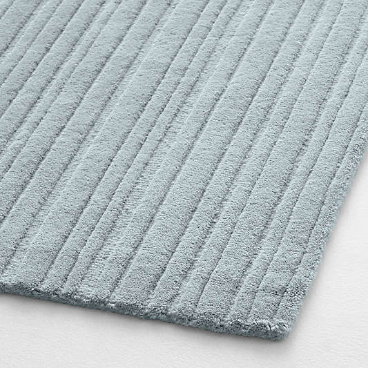 Paloma Textured Stripe Mist Blue Wool Kids Area Rug