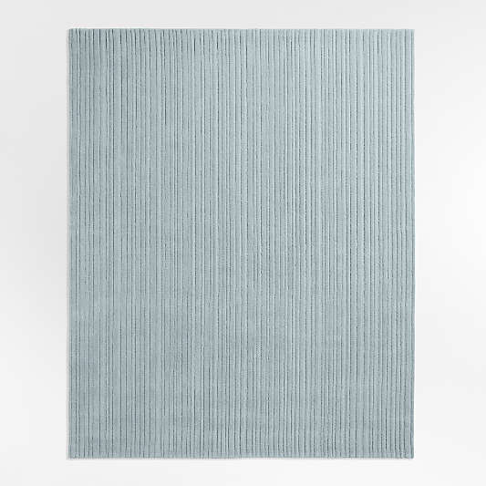 Paloma Textured Stripe Mist Blue Wool Kids Area Rug