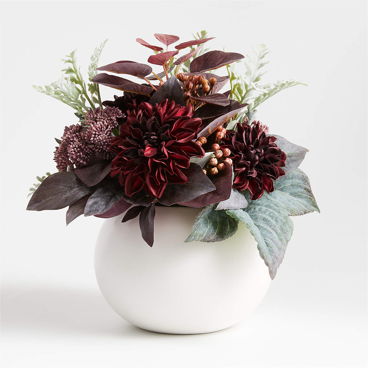 Plum Berry & Dusty Miller Artificial Floral Arrangement + Reviews