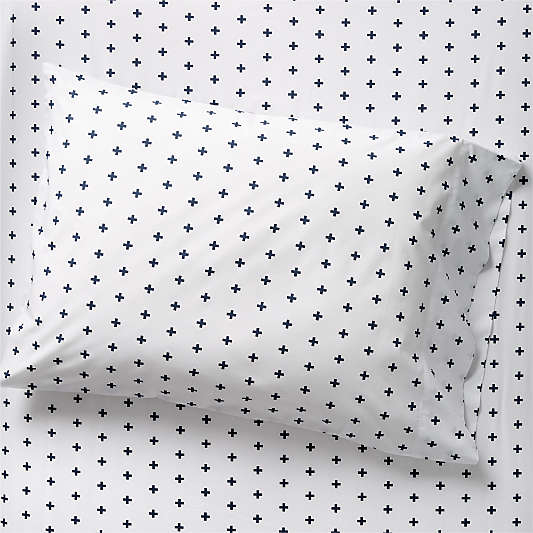 Kids Organic Indigo Plus Sign Pillowcase