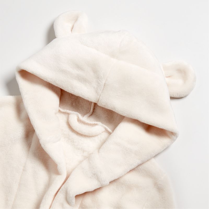 Small Cream Plush Hooded Kids Bath Robe - image 5 of 6