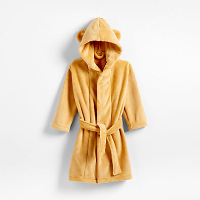 View Medium Gold Plush Hooded Kids Bath Robe details