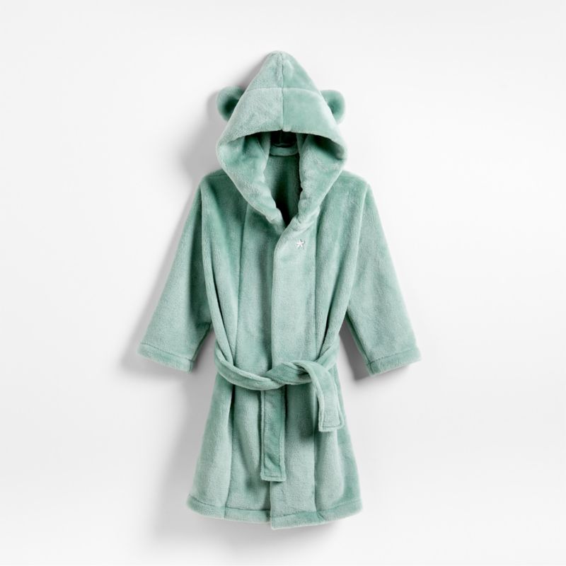 Medium Green Plush Hooded Kids Personalized Bath Robe + Reviews | Crate ...