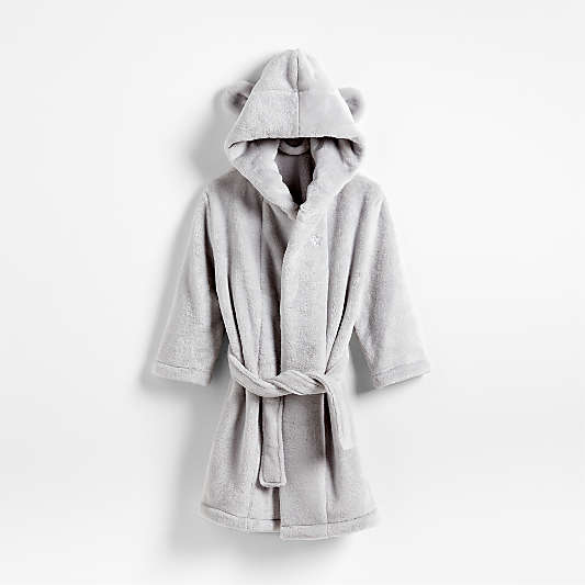 Small Grey Plush Hooded Kids Bath Robe