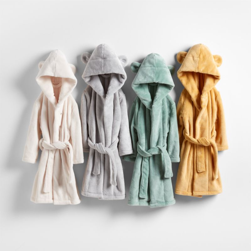 Small Cream Plush Hooded Kids Bath Robe - image 2 of 6