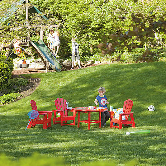 Sunset Red Outdoor Kids Adirondack Chair by POLYWOOD ®