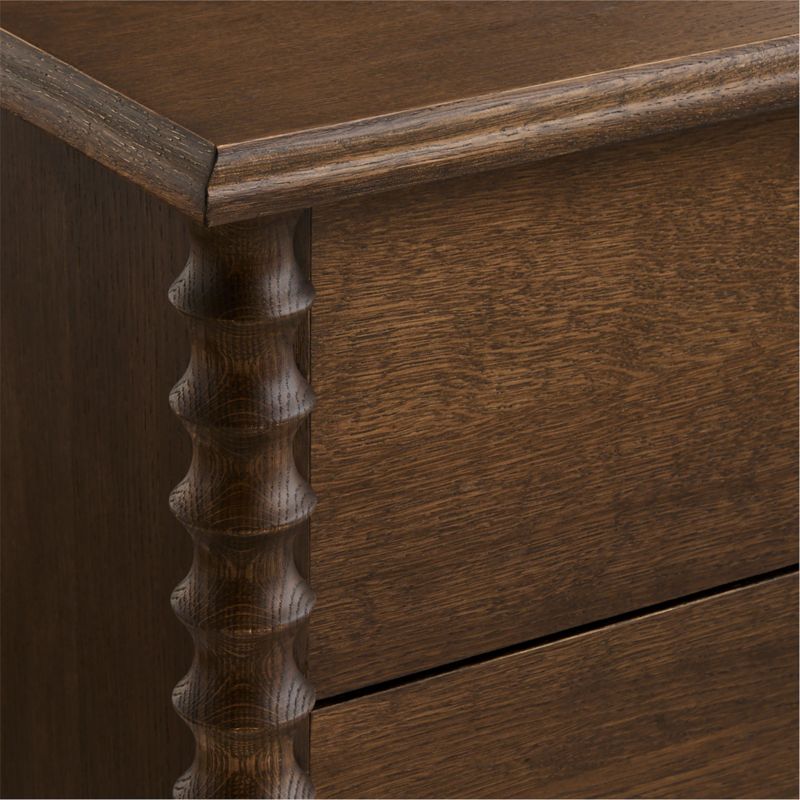 Pembroke 64" Deep Brown Oak Wood 6-Drawer Dresser - image 4 of 5