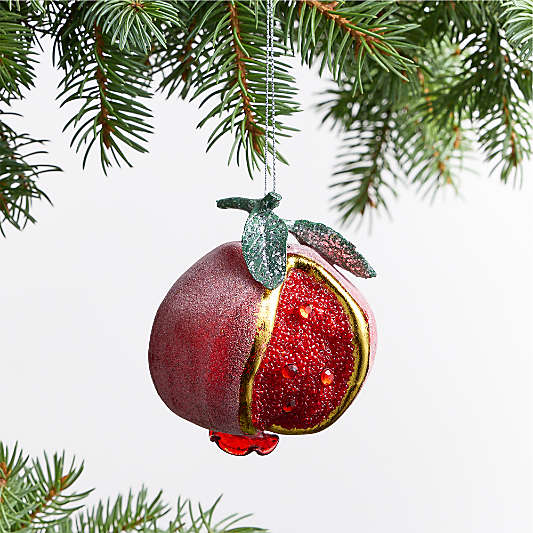 Sugared Pomegranate Glass Christmas Tree Ornament