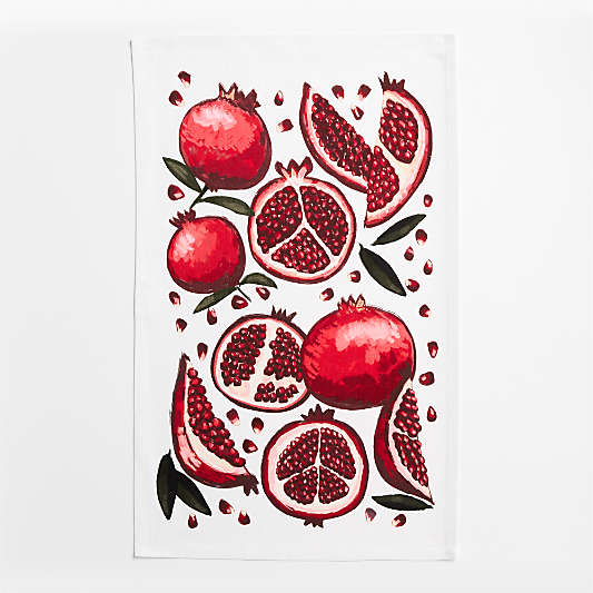 Pomegranate and Stripe Organic Cotton Kitchen Towels, Set of 2