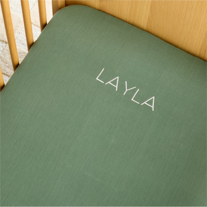 Supersoft Pine Green 100% Organic Cotton Gauze Baby Crib Fitted Sheet - image 1 of 7