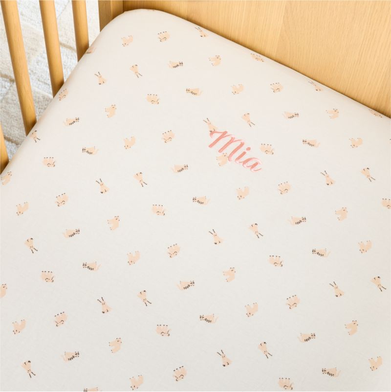 Comfy Tee Critter Cuddle Pink 100% Organic Cotton Jersey Baby Crib Fitted Sheet - image 2 of 6