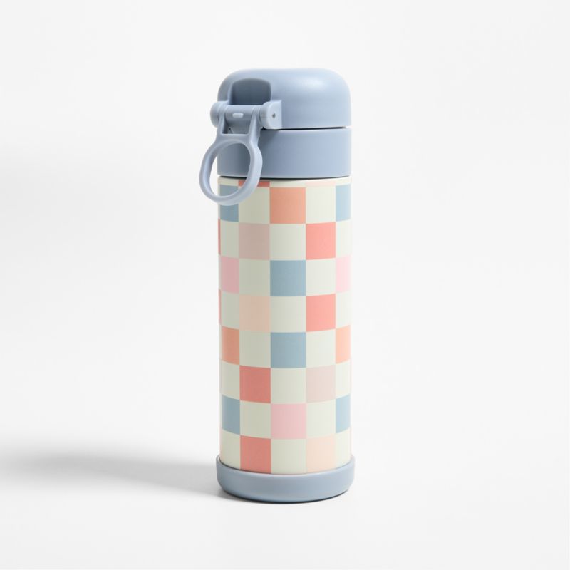 Pink and Blue Checkerboard Insulated Stainless Steel Kids Water Bottle with Straw and Leak-Proof Lid - image 5 of 9