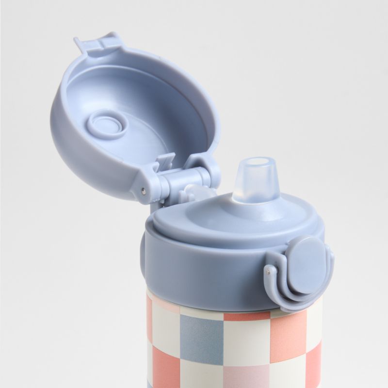 Pink and Blue Checkerboard Insulated Stainless Steel Kids Water Bottle with Straw and Leak-Proof Lid - image 6 of 9