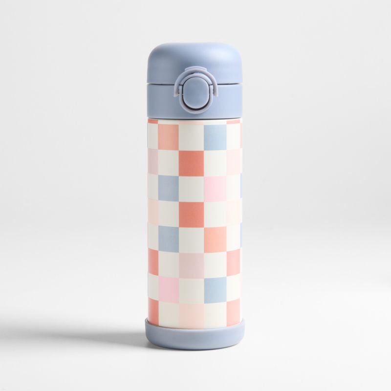 Pink and Blue Checkerboard Insulated Stainless Steel Kids Water Bottle with Straw and Leak-Proof Lid - image 4 of 9