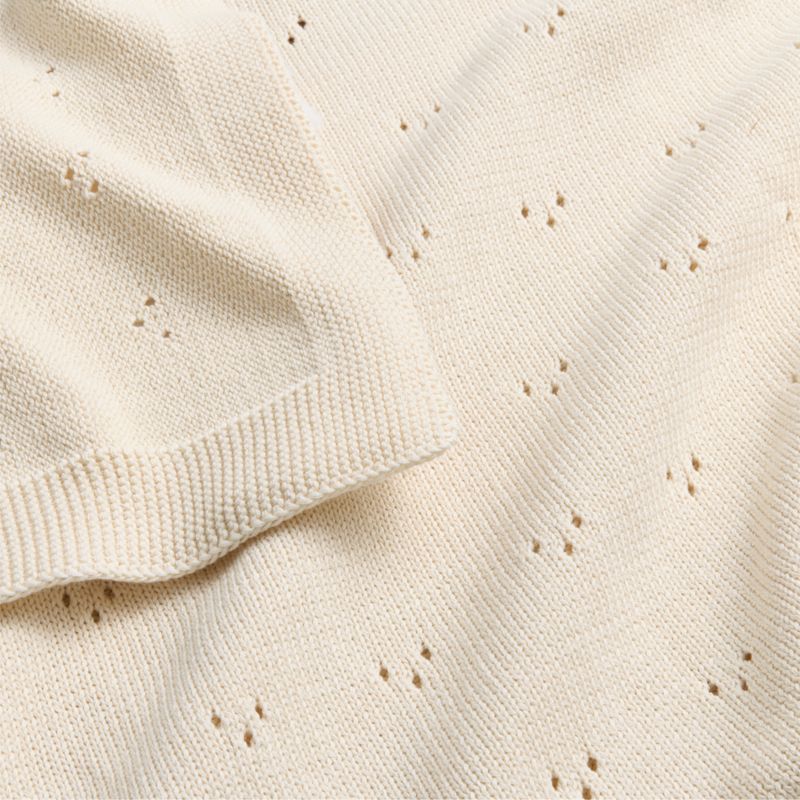 Pointelle Natural Undyed Flecked Organic Cotton Baby Stroller Blanket - image 5 of 6