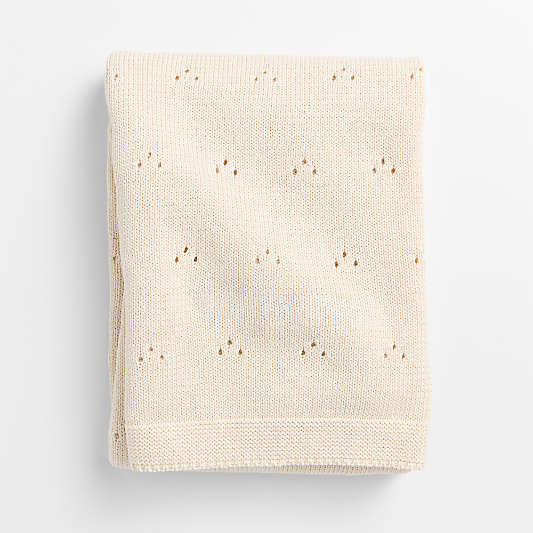 Pointelle Natural Undyed Flecked Organic Cotton Baby Stroller Blanket