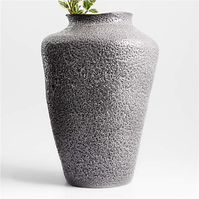 Poe Black Volcanic Glaze Vase 20"