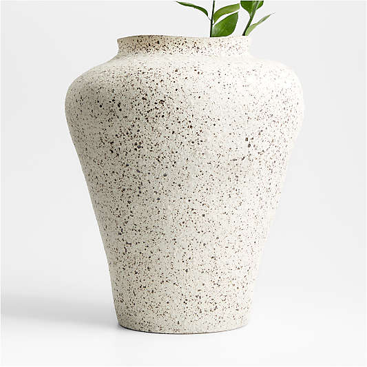 Poe White Volcanic Glaze Vase 16"