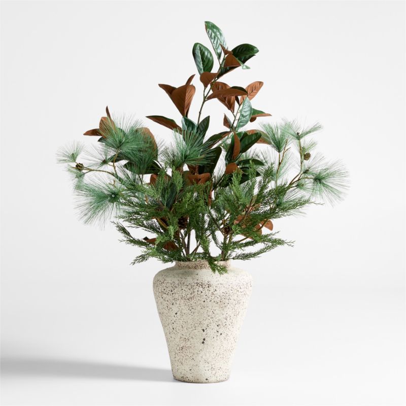 Green Botanical Holiday Arrangement in Poe White Volcanic Case - image 0 of 2