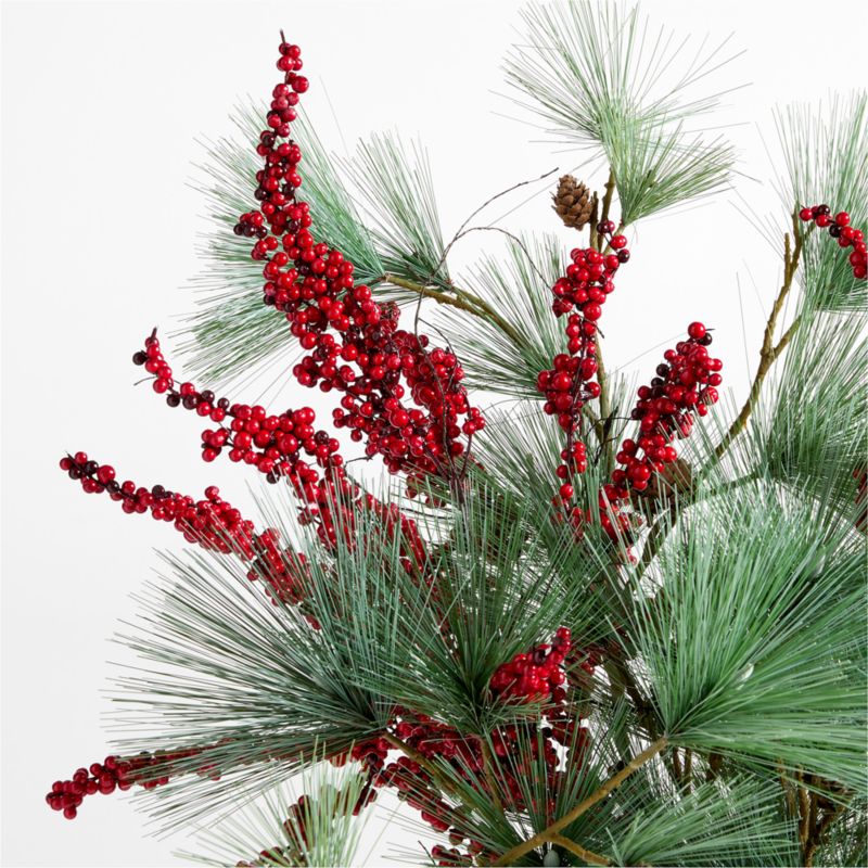 Needle Pine Stem & Mini Red Berry Arrangement in Poe Black Volcanic Vase - image 1 of 2