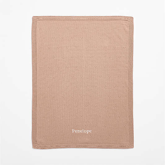 Pointelle Knit Almond Brown Organic Cotton Baby Stroller Blanket