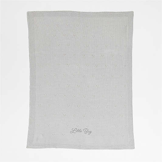 Pointelle Knit Cool Grey Baby Stroller Blanket