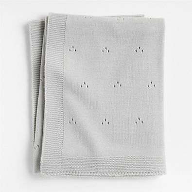View Pointelle Knit Cool Grey Baby Stroller Blanket details