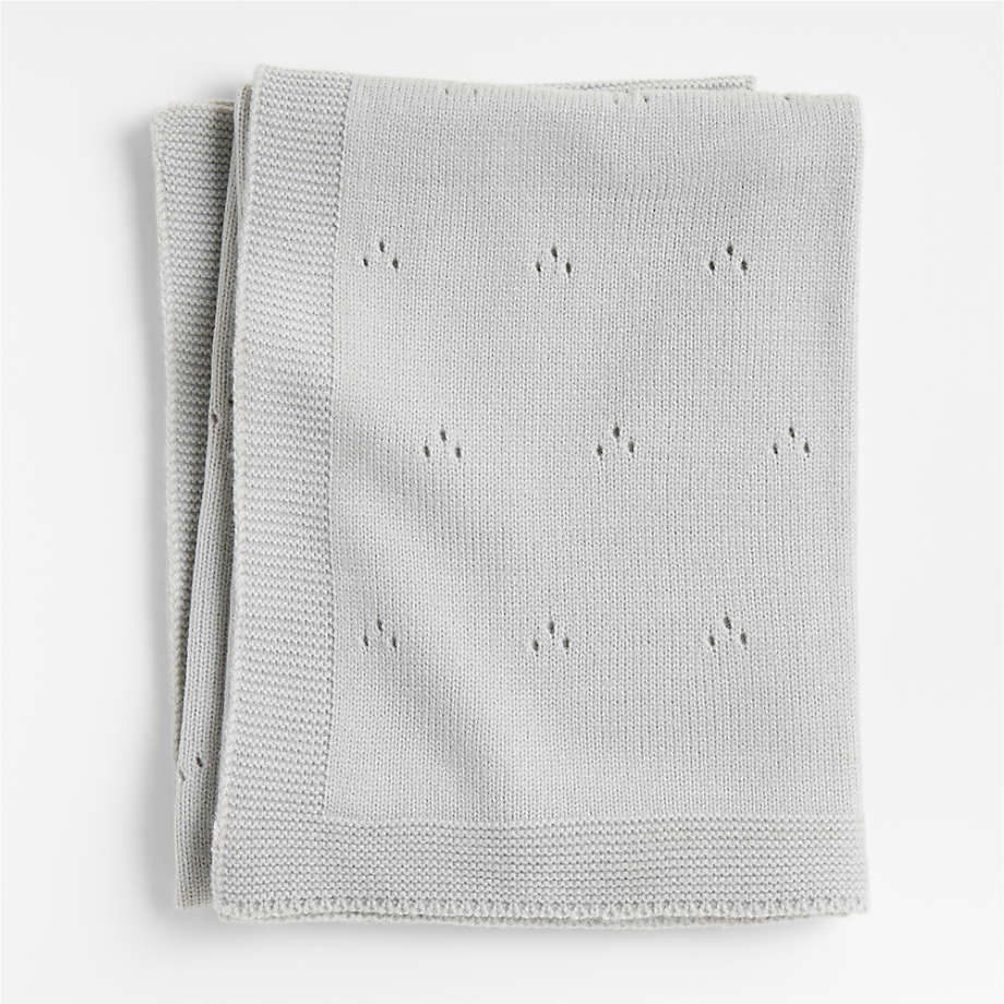 Pointelle Knit Cool Grey Baby Stroller Blanket