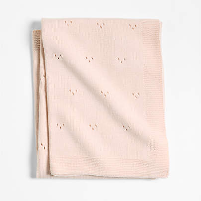 Pointelle Knit Elegant Pink Recycled Baby Stroller Blanket