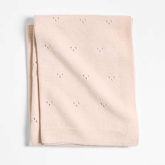 Pointelle Knit Elegant Pink Baby Stroller Blanket