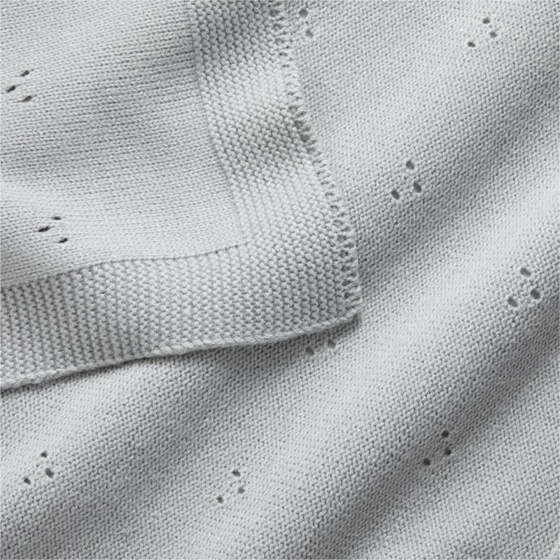 Pointelle Knit Mist Blue Baby Stroller Blanket - image 3 of 5