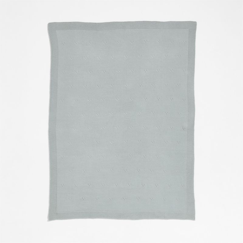 Pointelle Knit Mist Blue Baby Stroller Blanket - image 2 of 5