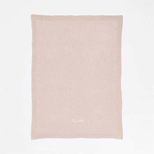 Pointelle Knit Mauve Rose Baby Stroller Blanket