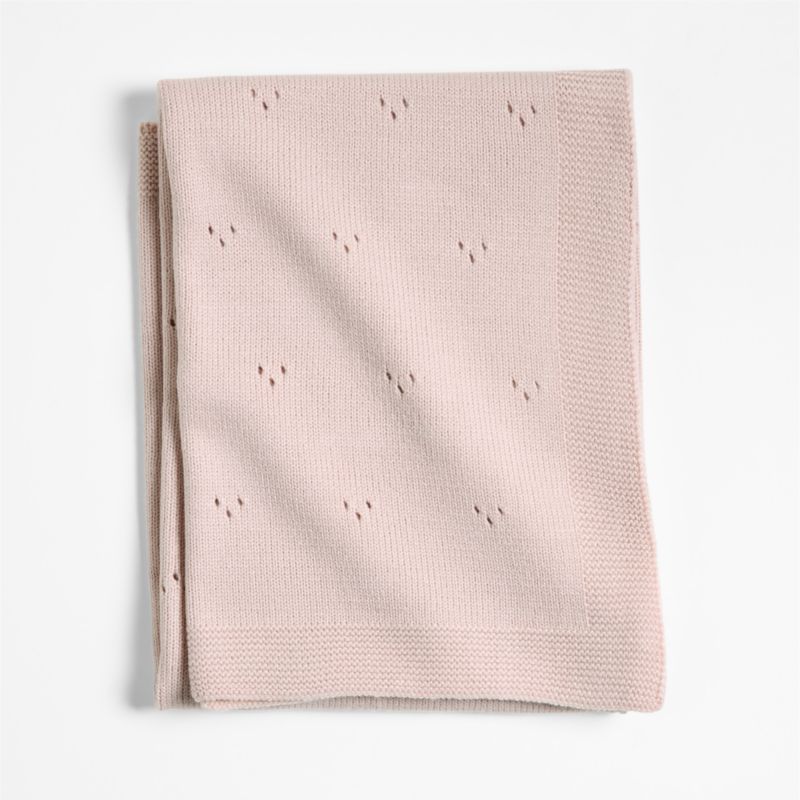 Pointelle Knit Mauve Rose Baby Stroller Blanket - image 0 of 5