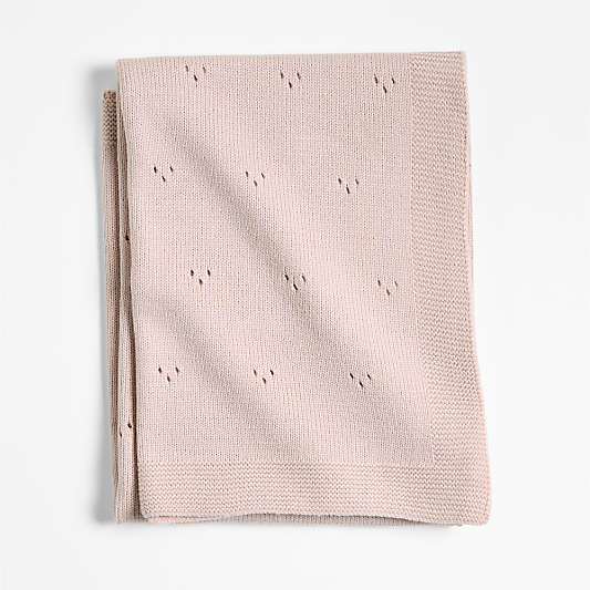 Pointelle Knit Mauve Rose Organic Cotton Baby Stroller Blanket
