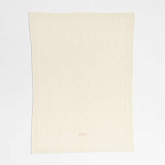 Pointelle Knit Pampas Ivory Organic Cotton Baby Stroller Blanket