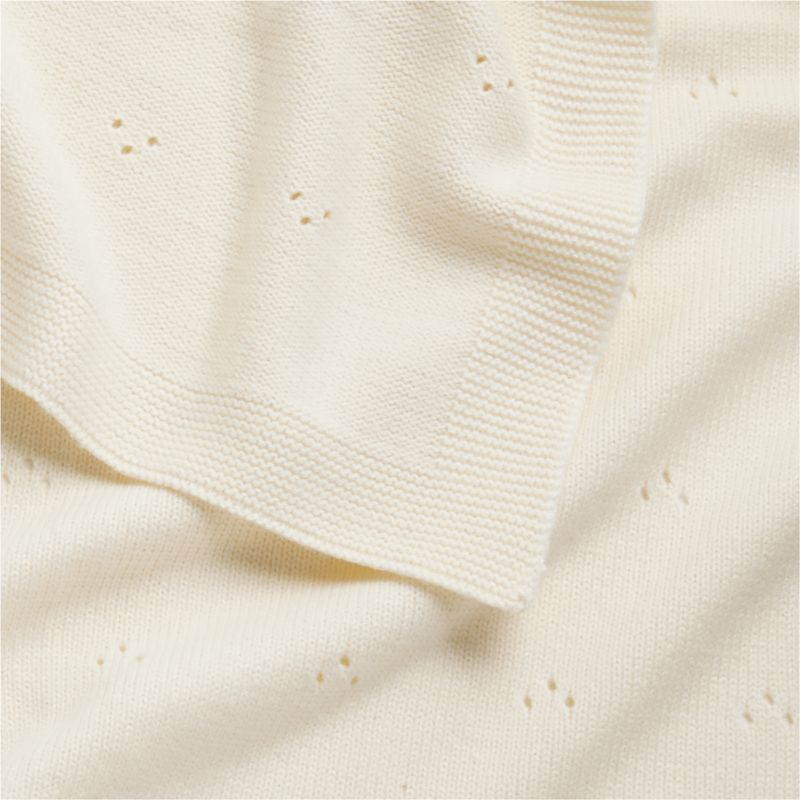 Pointelle Knit Pampas Ivory Baby Stroller Blanket - image 10 of 12