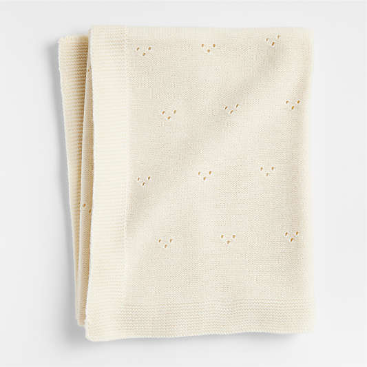 Pointelle Knit Pampas Ivory Baby Stroller Blanket