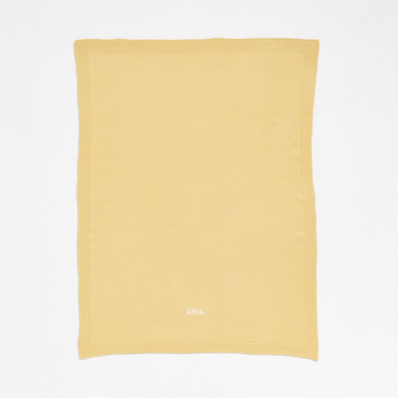 Pointelle Knit Straw Yellow Baby Stroller Blanket - image 1 of 7