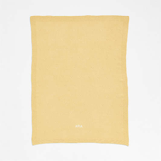 Pointelle Knit Straw Yellow Baby Stroller Blanket