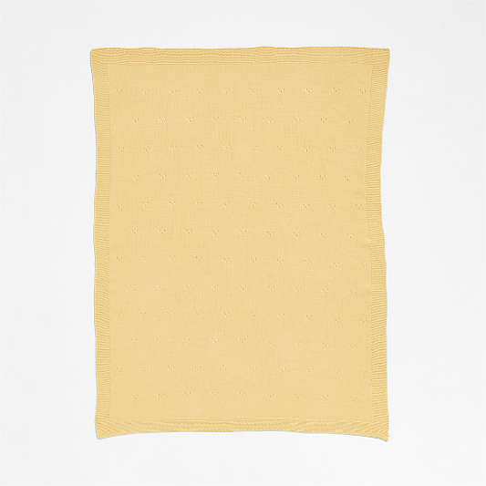 Pointelle Knit Straw Yellow Baby Stroller Blanket