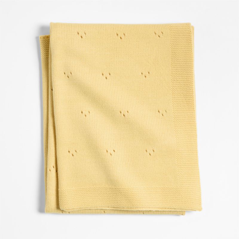 Pointelle Knit Straw Yellow Baby Stroller Blanket - image 0 of 7