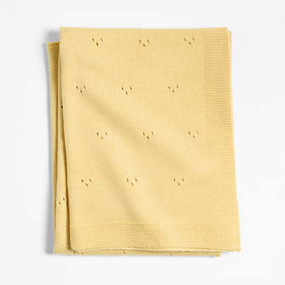 Pointelle Knit Straw Yellow Baby Stroller Blanket